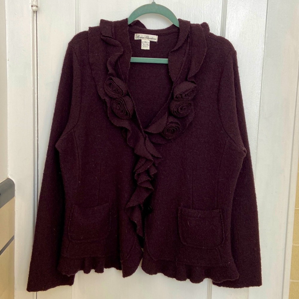 Eggplant colored 100% boiled wool sweater